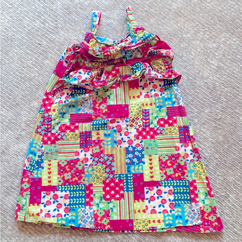 Hanna Andersson Patchwork‎ Sundress Girls Size 5 Colorful Ruffle Cotton Dress